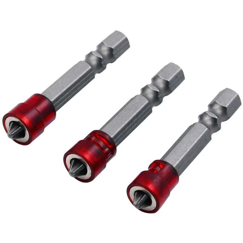 4Pcs 50MM Magnetic Hex Shank Electric Screwdriver Bits - Red Phillips Head Power Tool Accessories with Anti-Slip Grip