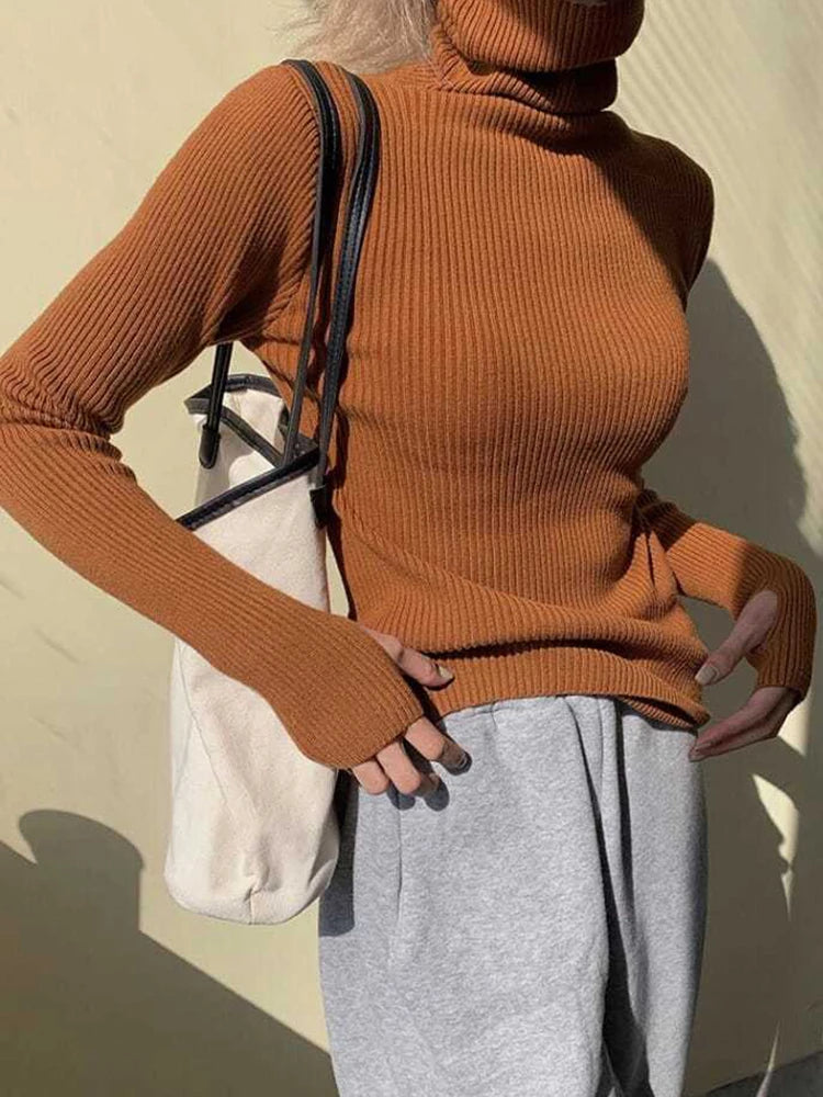 Women's turtleneck knit sweater, warm basic — view 2 of 20