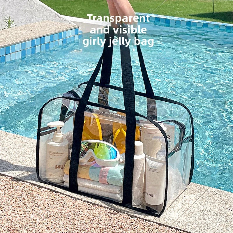 Swimming Bag Transparent Waterproof Beach Travel Storage Handbag Dry Wet Separation PVC Handbag Woman Large Capacity Beach Bag