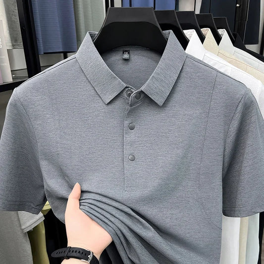 Men's Basic Polo - Stitched Breathable Panel, All-Season Casual