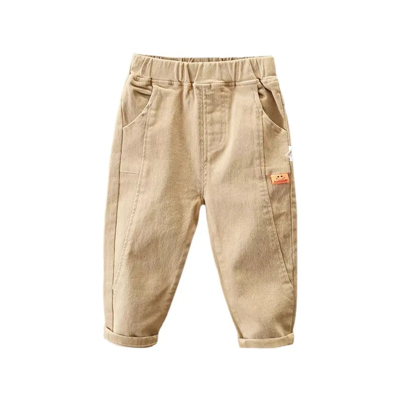 Children Clothes 2025 Spring Autumn Cargo Pants Full Length Pockets Solid Elastic Waist Cotton Casual Fashion Boys Pants 2-8T