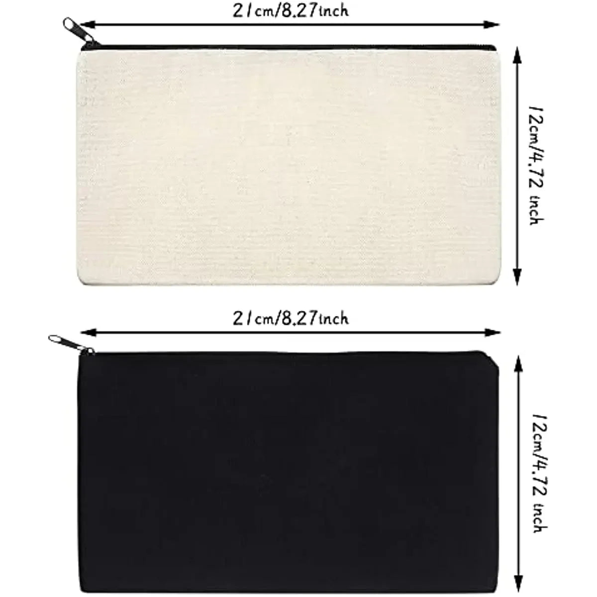 DIY Blank Canvas Zipper Pouch Bags School Pencil Bag Case for School DIY Craft Bag Canvas Makeup Bags Handmade Gift Bag