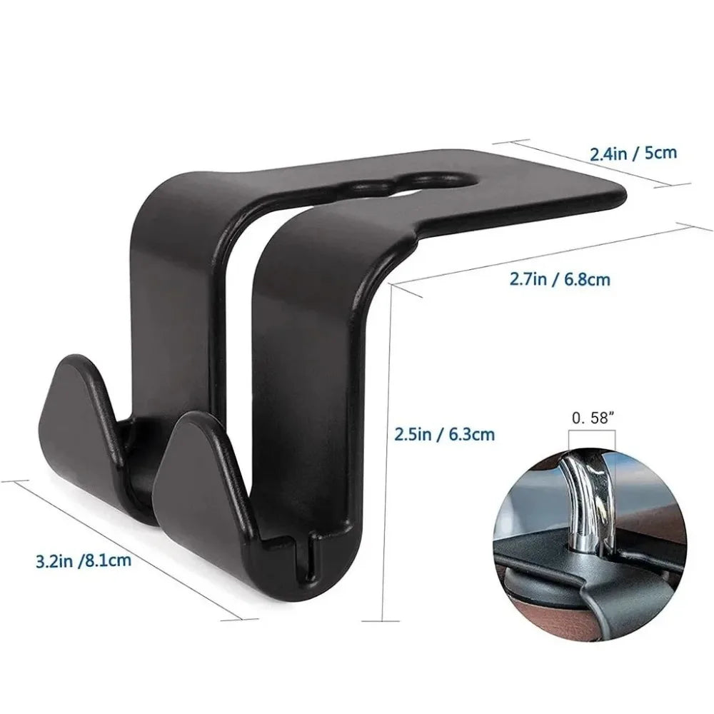 1/2PCS Car Seat Headrest Hook 4 Pack Hanger Storage Organizer Universal for Handbag Purse Coat Fit Universal Vehicle Car Black