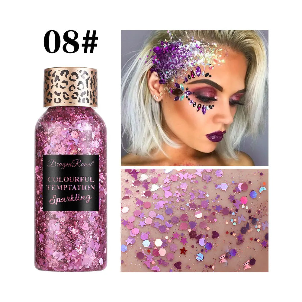 Eye Glitter Nail Hair Body Face Gel Art Waterproof High Gloss Glitter Body Multifunctional Makeup Decoration Party Festival