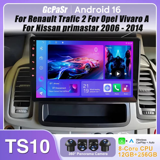 Car Stereo with Apple CarPlay & Android Auto, Compatible with Renault Trafic 2, Opel Vivaro A & Nissan Primastar