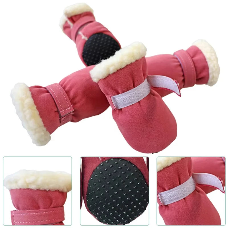 Plush Dog Snow Boots 4-Pack - Thick Warm Non-Slip Puppy Shoes - photo 3