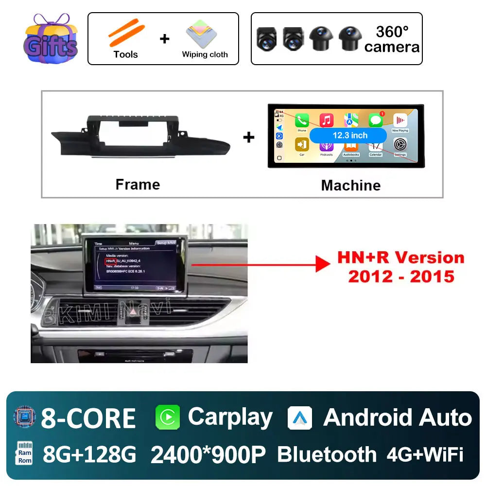12.3" Android Screen for Audi A6 C7 & A7 (2012–2018) — Wireless CarPlay, Android Auto, QLED, GPS, WiFi