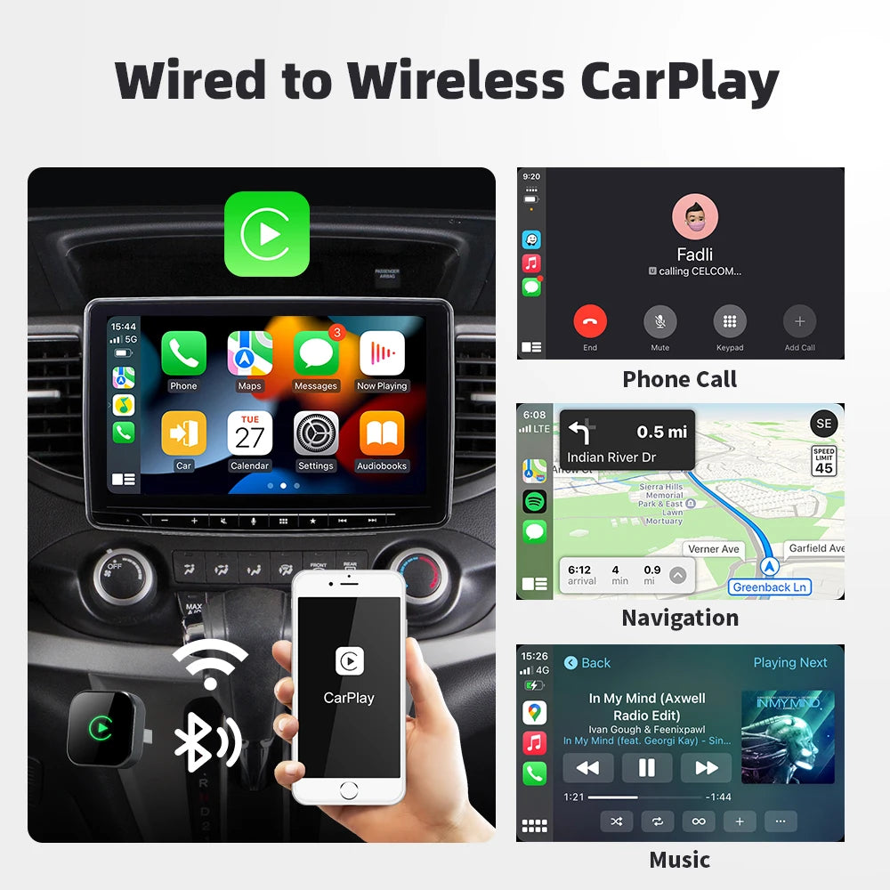 EKIY Wireless CarPlay Dongle Wireless Android Auto Adapter 2in1 Car Intelligent Systems AI Smart Box For Car With Wired CarPlay