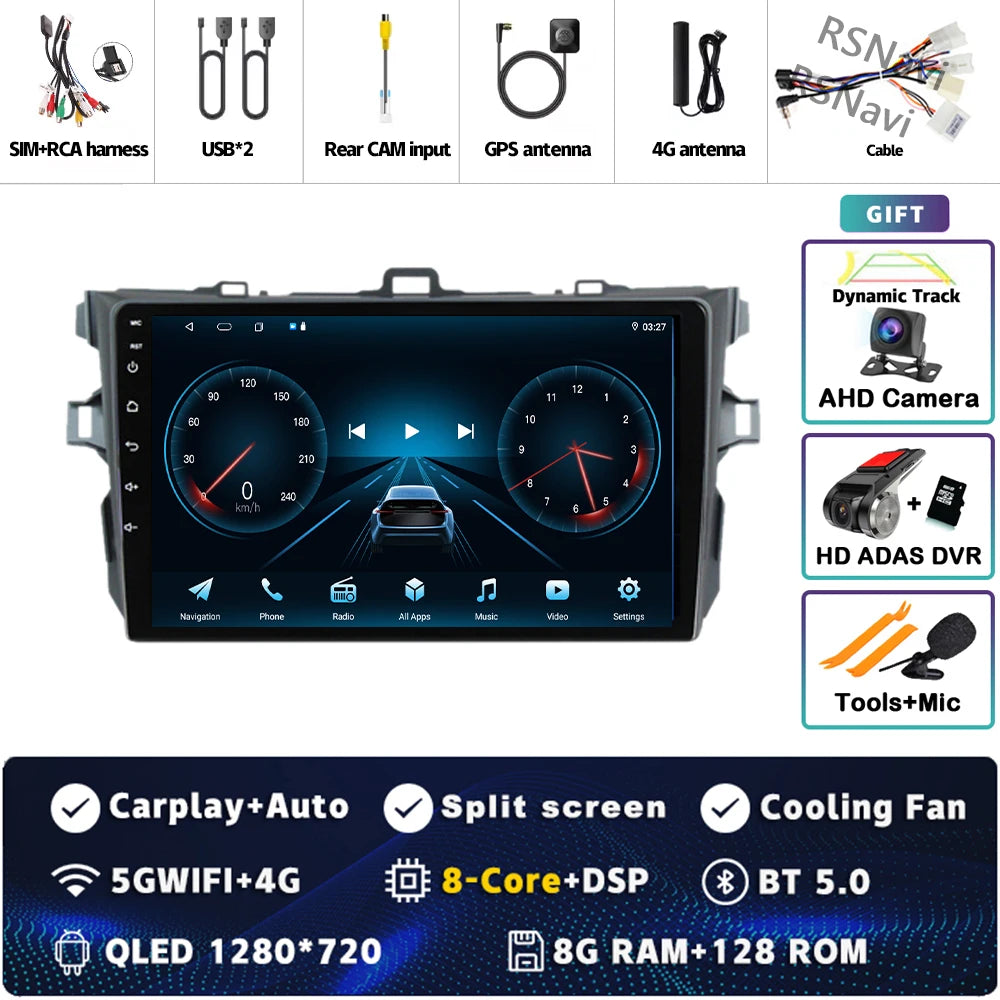 Android 16 Car radio Navigation Multimedia Player For Toyota Corolla 2006 2007 2008 2009 2010 2011 2012 2013 Carplay Auto Stereo