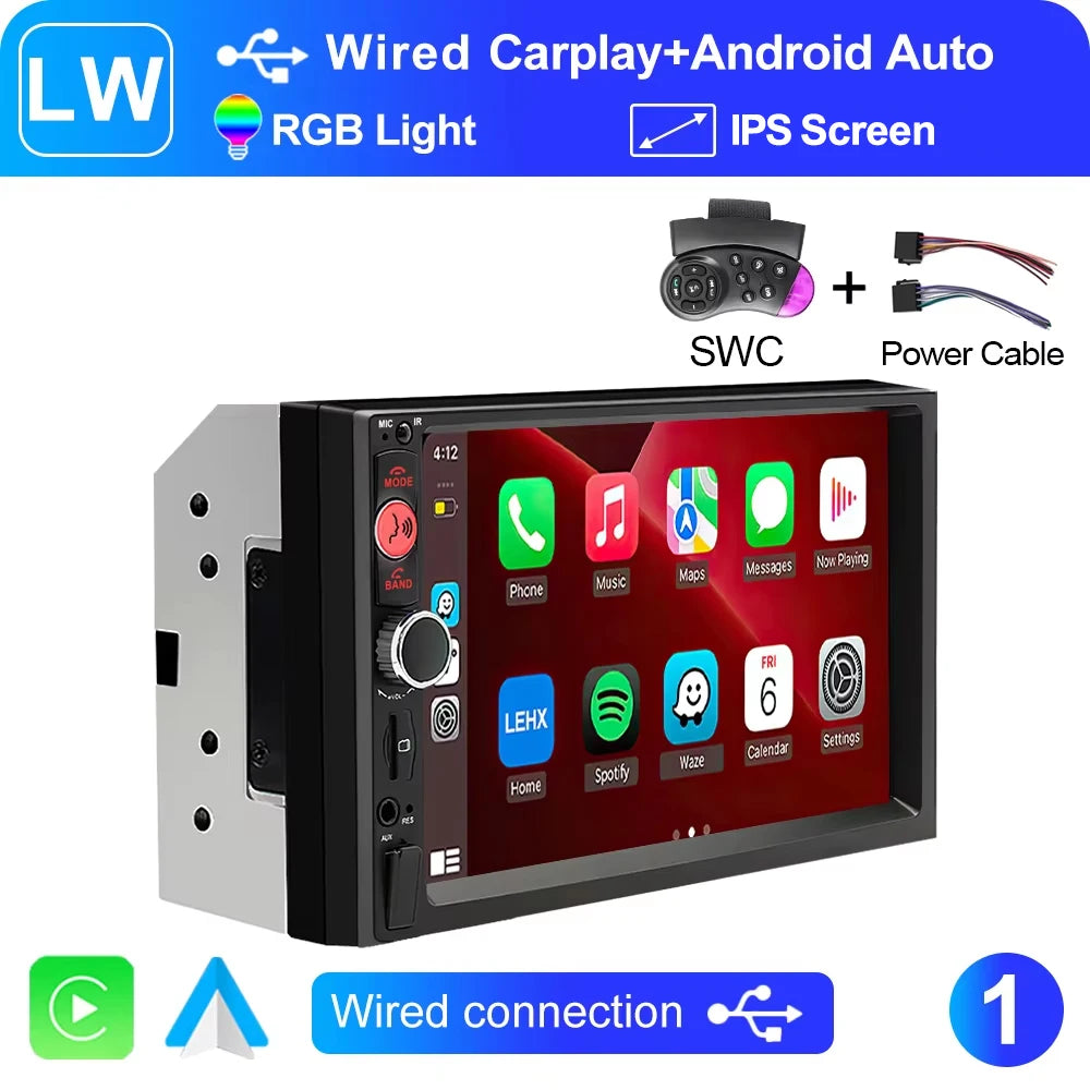 XIMA 2Din 7" IPS Universal Wireless CarPlay Android Auto Car Radio Stereo Multimedia Autoaudio FM Receiver Mirror Link Monitor