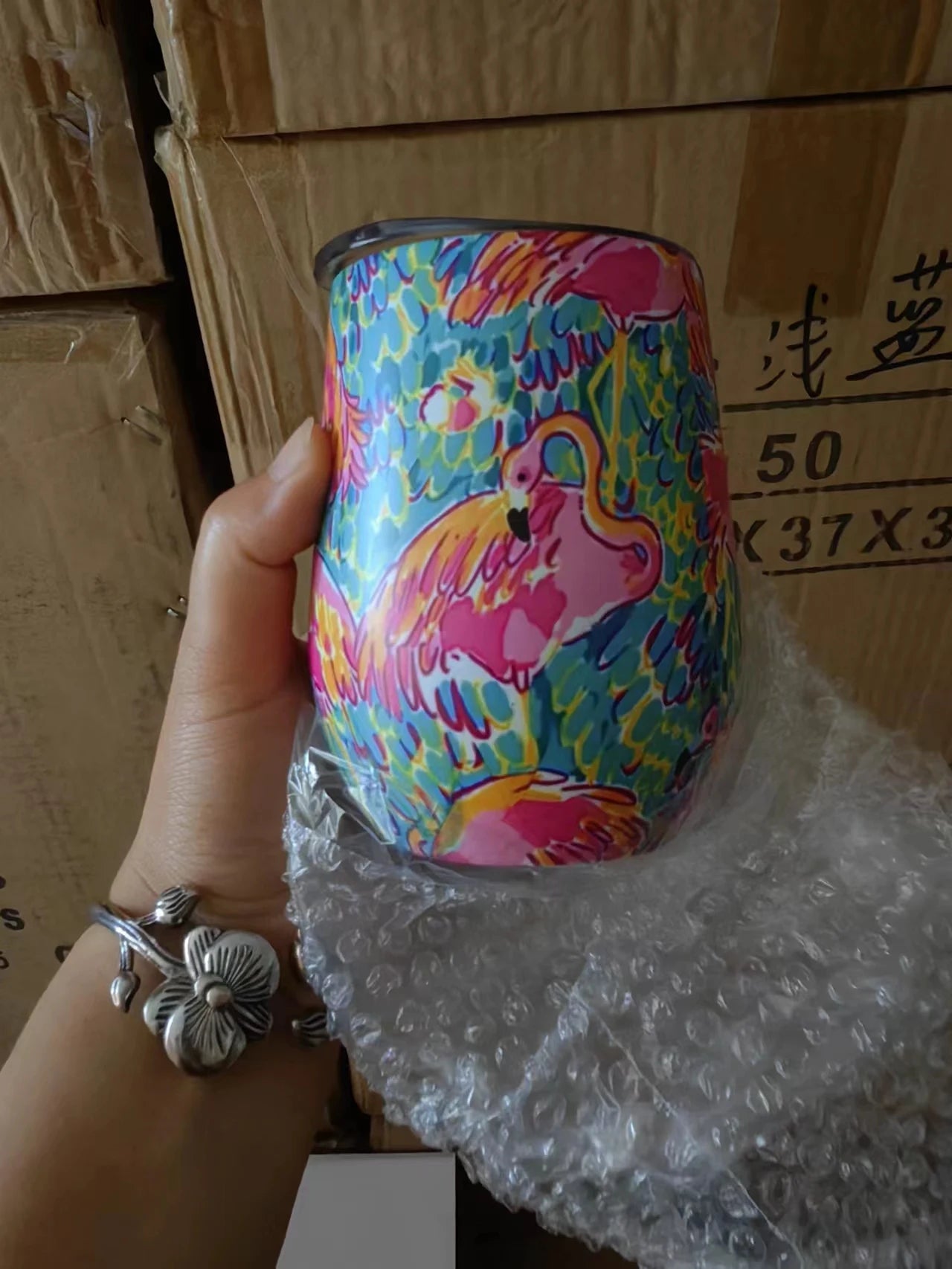 Personalized Your Text & Logo Wine Tumblers Stainless Steel Vacuum Insulated Travel Mug with Lid, Custom Birthday Gift