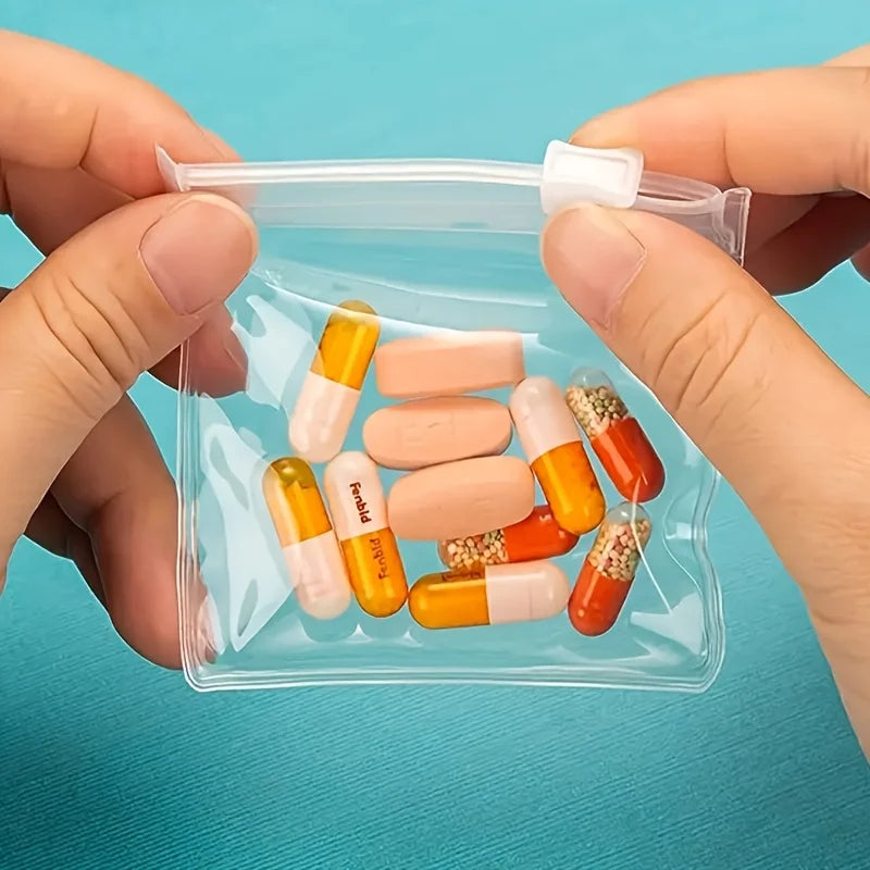 3/15/30Pcs Clear Eva Zipper Pill Bag Medicine Soft Plastic Trinkets Jewelry Storage Bag Waterproof Plastic Zipper Bag