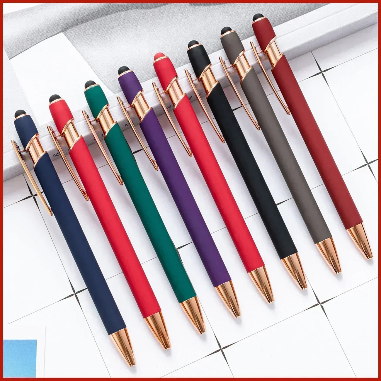 20-200 Pcs Custom Logo Metal Ballpoint Pen Text Engraving Touch Screen Advertising Pen Office School Private Customization Gift