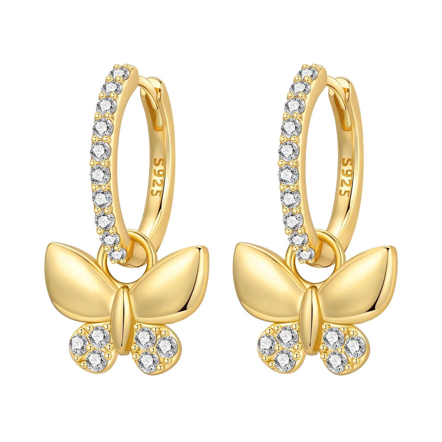 Original 2026 S925 Sterling Silver Zircon 18K Gold Lining Vintage Hoop Earrings for Women Birthday Party Wedding Gift Jewellery