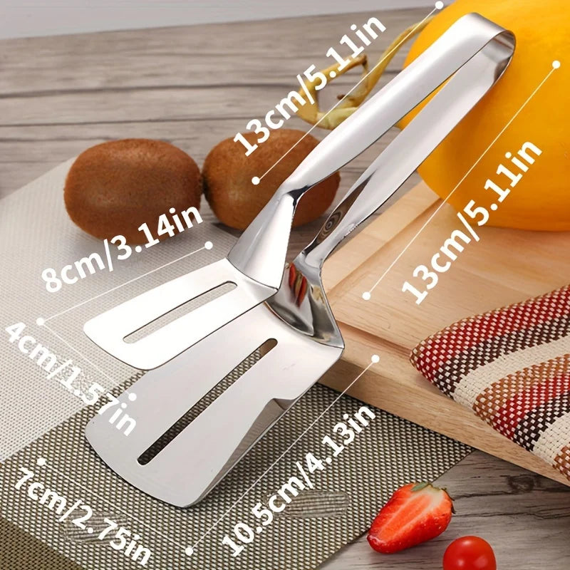 Professional Stainless Steel Food Turner&Tongs,Non-Slip Heat Resistant for Grilling Steak Fish,Multi-PurposeKitchen Flipper Tool