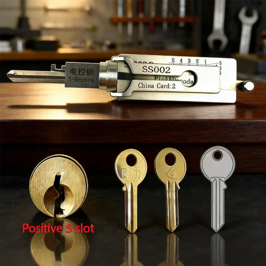 2026 NEW Locksmith Tool Set SS002 2-in-1 Implement for Servicing or Decoding Specific Models of Home and Civilian Door Locks
