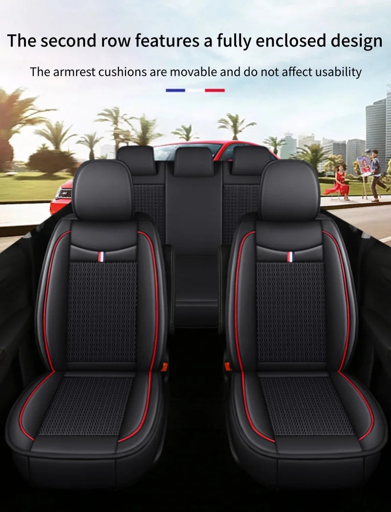 7-Seater Ice Silk & PU Leather Car Seat Cover Set for MPV