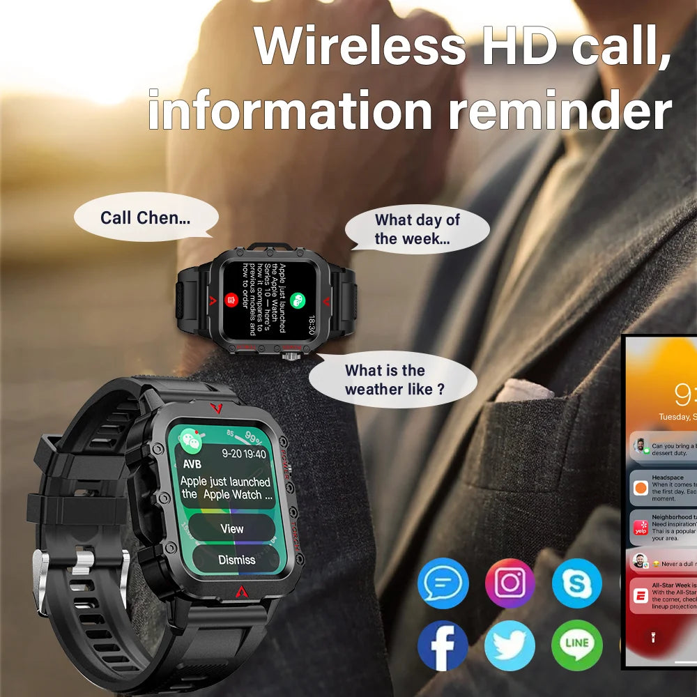 LAXASFIT Sports Smart Watch — 1.71" Screen, BT Calling, Torch