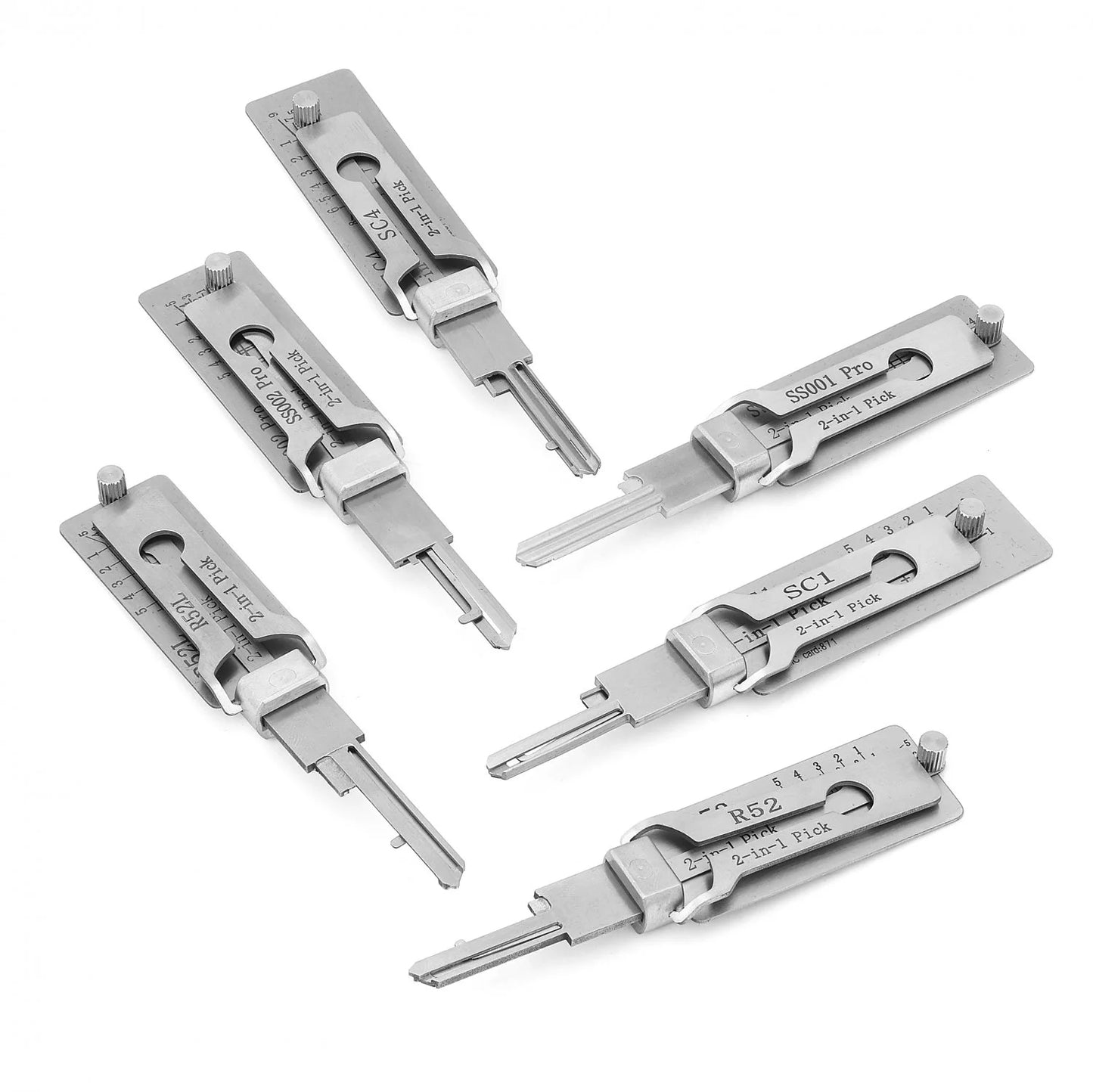 1-6Set Lishi 2 in 1 Unlock Decoder Pickup Kit Unlock Tool Key Decoder Precision Hook Door Maintenance and Repair