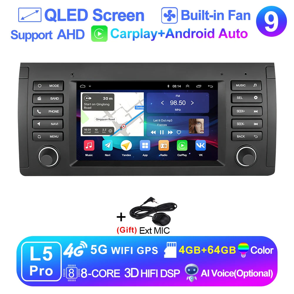 LEHX L6 2din Android14 Auto Carplay Car Radio Multimedia Stereo For BMW E53 5 Series E39 M5 1995-2003 Stereo autoradio gps 2 din