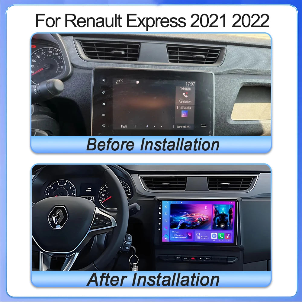 Android Car Stereo for Renault Express (2021–2022) — Wireless CarPlay, Android Auto, GPS, 5G WiFi