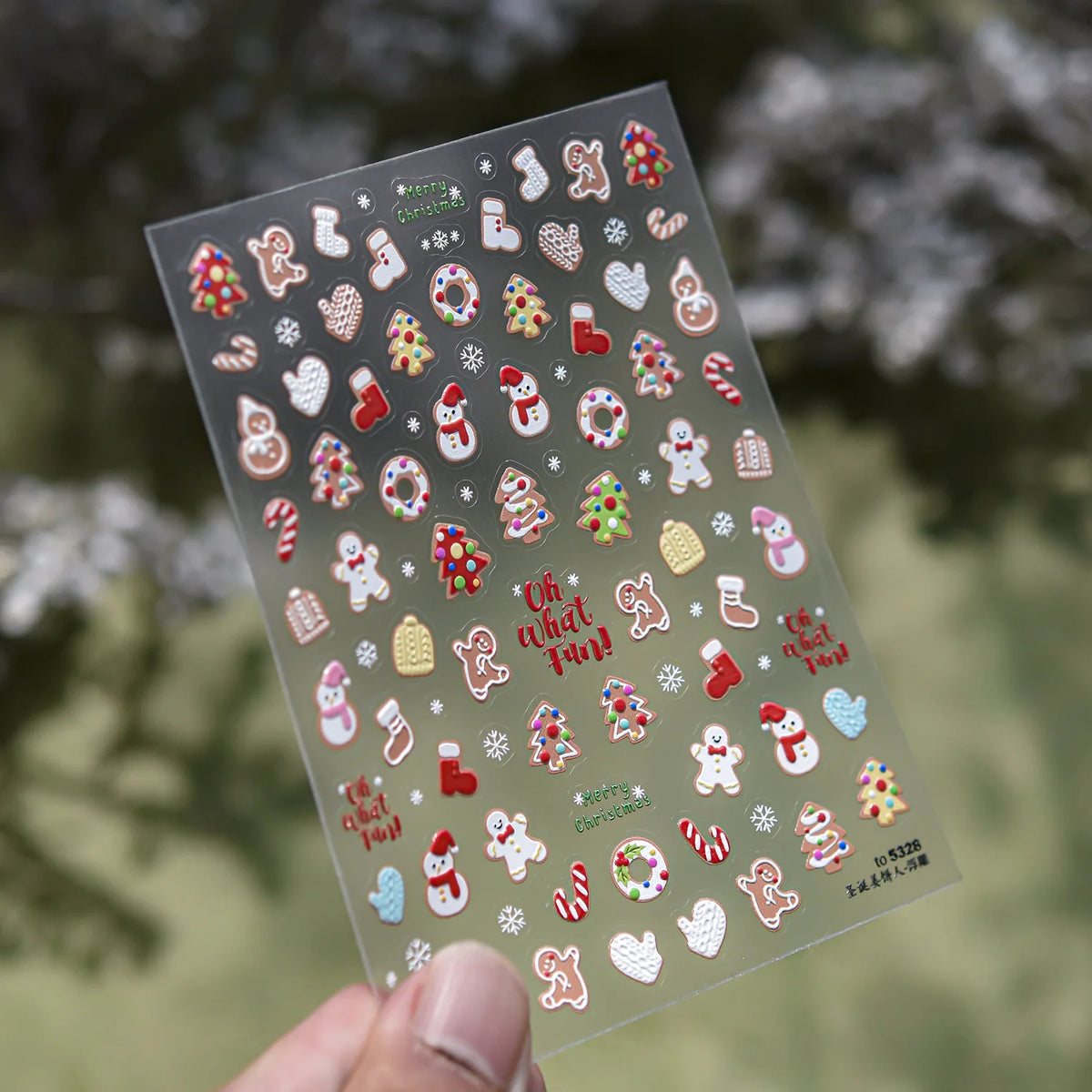 5D Embossed Mini Snowman Snow Nail Decorations Stickers Self Adhesive Nail Stickers Winter Christmas Nail Art Accessories Decals