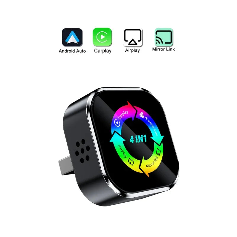 4-in-1 Bluetooth Wireless Carplay Adapter Android Auto Connect Airplay Mirror Link Screen Plug and Play for Apple and Android