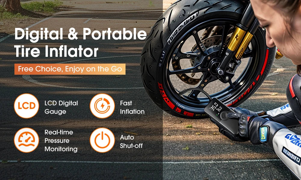 CARSUN Portable Tire Inflator Rechargeable Electric Inflator For Car  Bicycle Digital Air Compressor Football Ball Inflator Pump