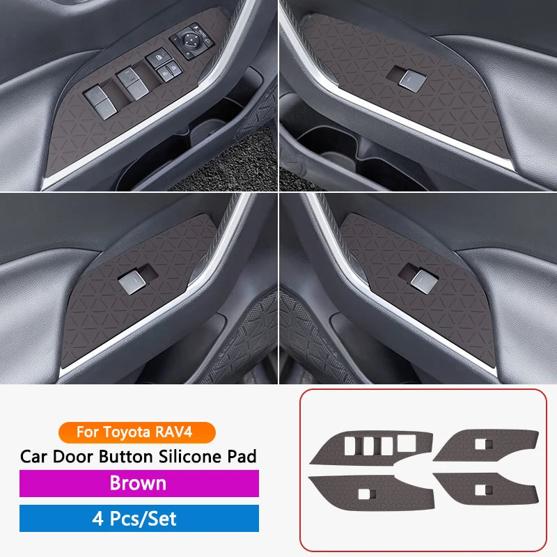 Car Window Lift Button Panel Silicone Mat Protect Anti-slip Door Button Panel Pad Fit For Toyota RAV4 20-25 Interior Accessories