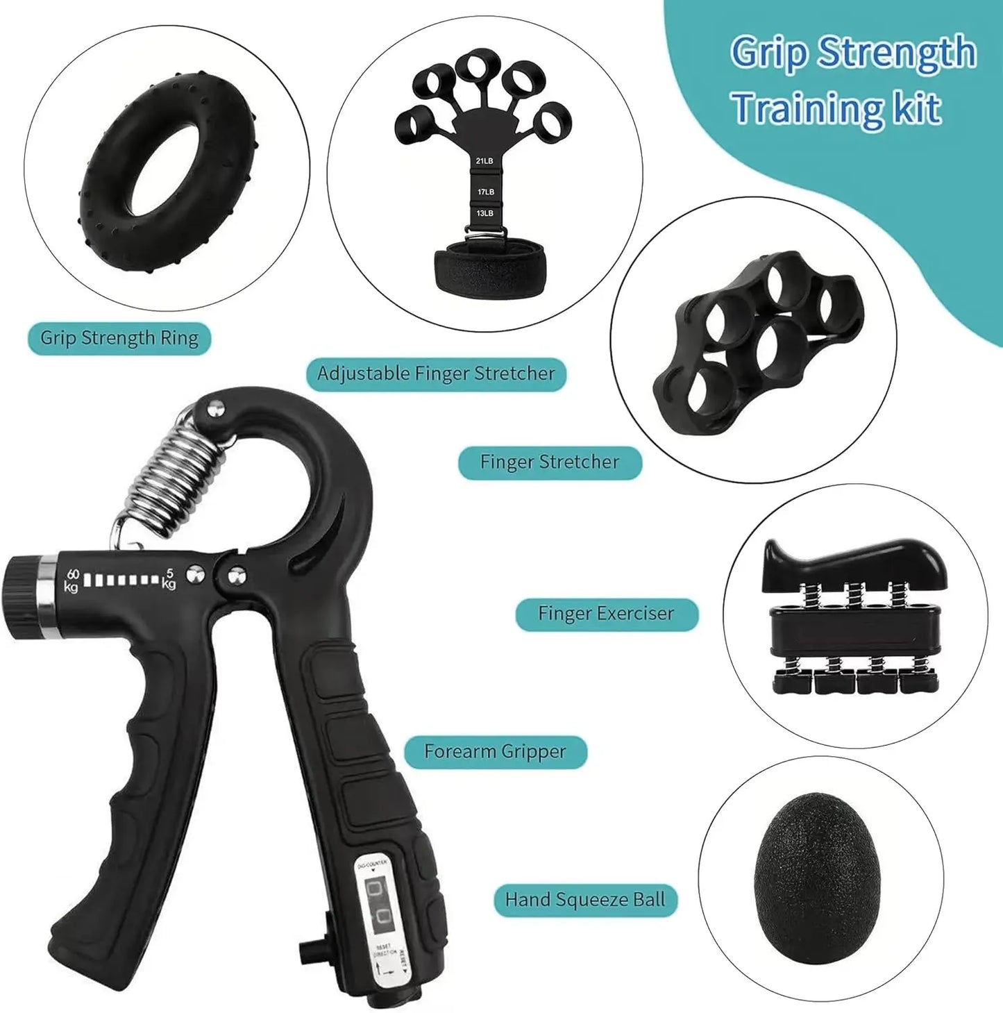 Mechanical Counting Grip Strength Trainer with Finger Exerciser