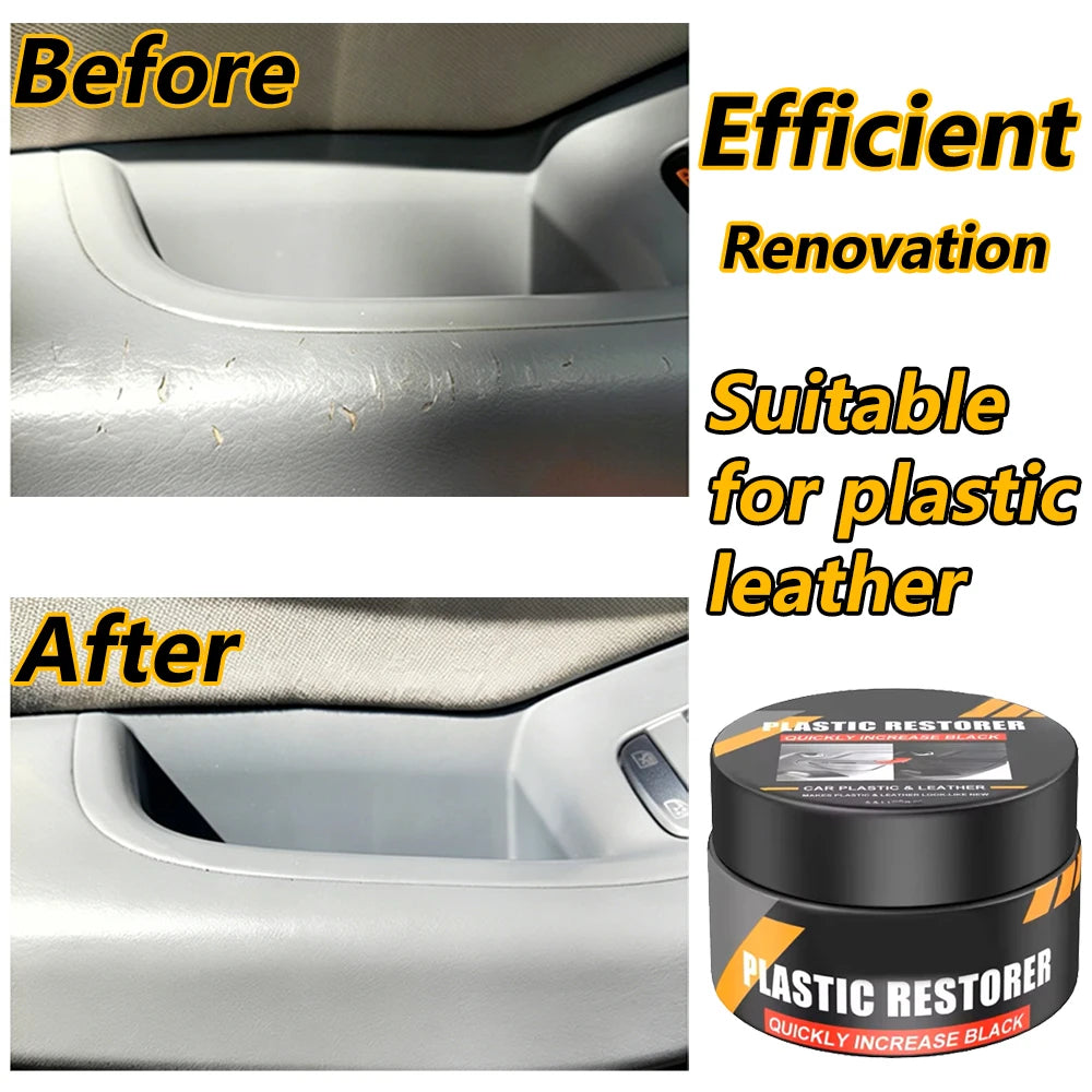 Car Plastic Restorer Crystal Clear Auto Interior Leather & Panel Renewal Wax Coating Agent Back To Black Gloss Car Wax Polish