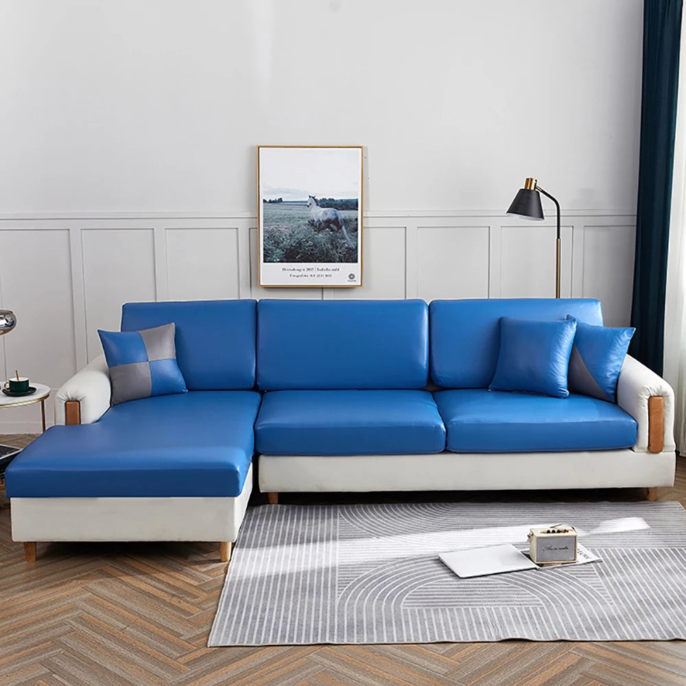 Waterproof PU Leather Sofa Seat Cushion Cover For Living Room Furniture Protector L Shape Corner Armchair Couch Slipcovers