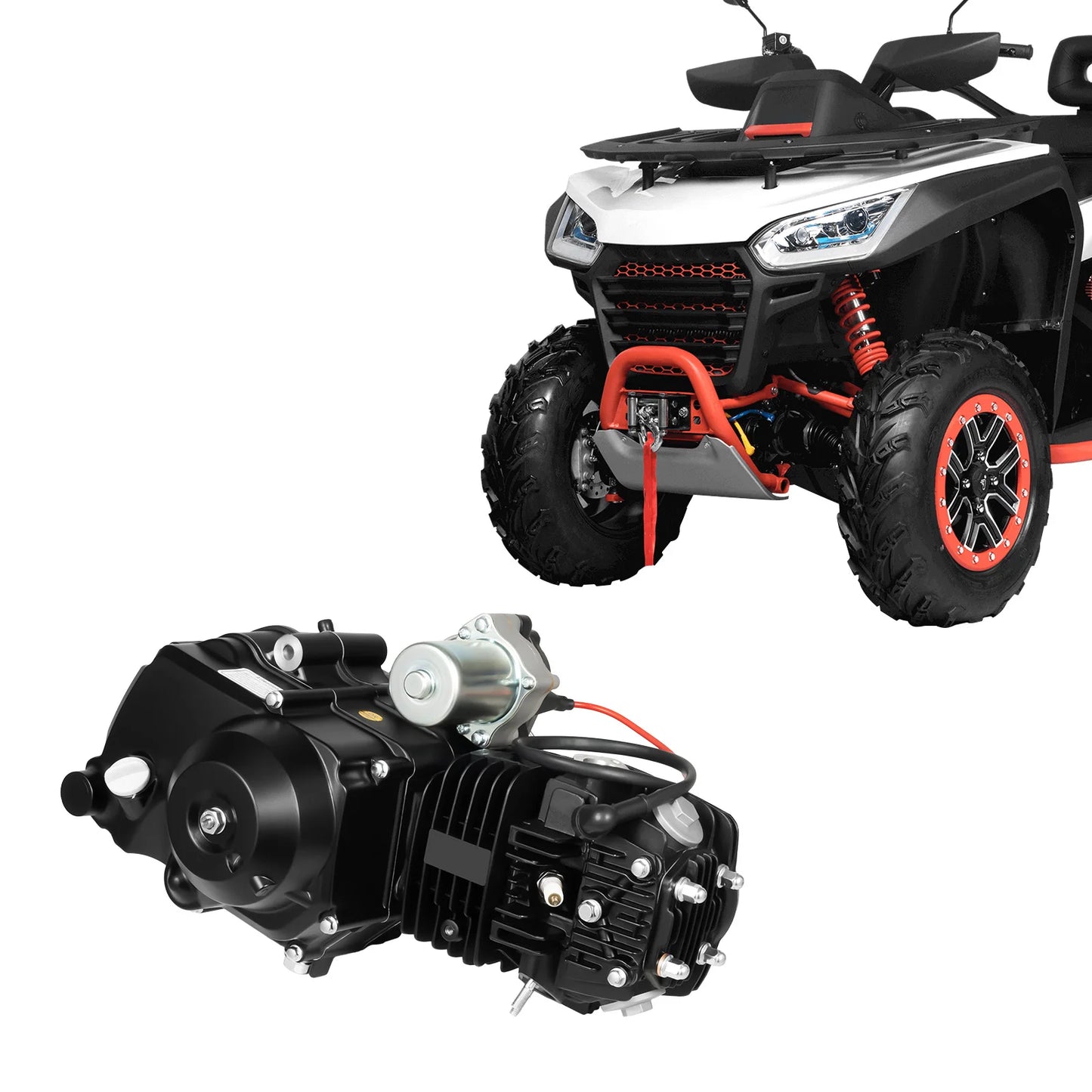 125CC 4 Stroke ATV Engine Motor Electric Start Single Cylinder Semi Auto Air-Cooled Engine Motor Aluminium for ATV GO Karts