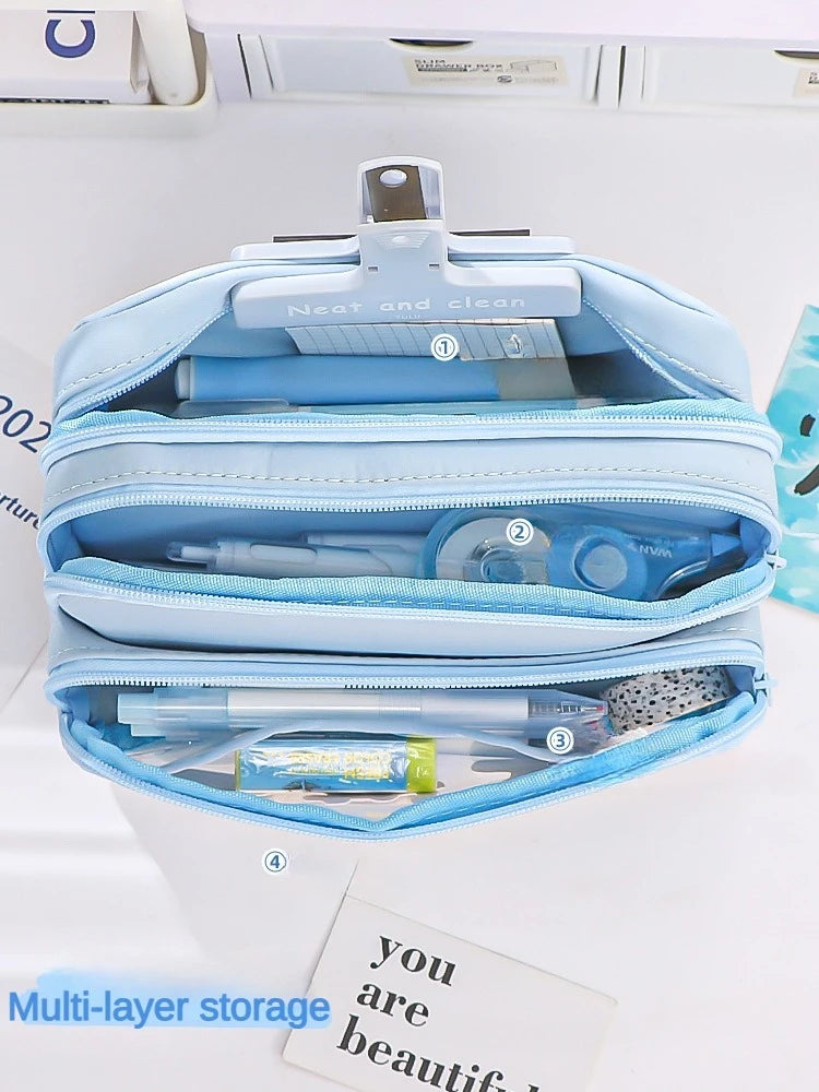 Clear Transparent Pencil Case, Large Capacity Multifunctional Stationery Storage Bag for School Students, Durable & Convenient