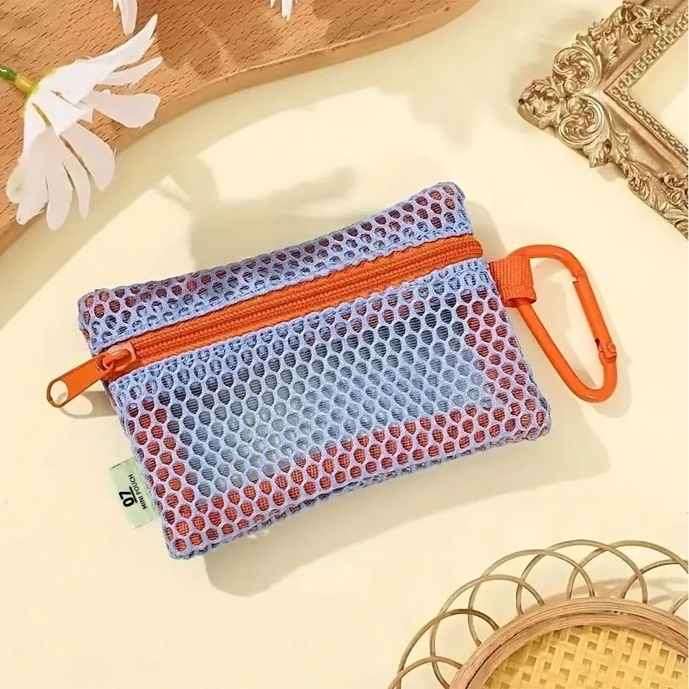 Stylish Lightweight Mesh Cosmetic Bag Portable Square Makeup Storage Bag Zipper Multi-purpose Sundries Organizer Toiletry Pouch