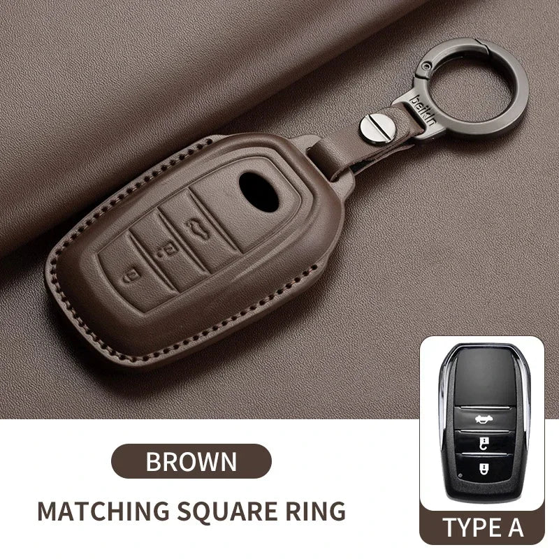 New Leather Car Remote Key Case Cover Shell For Toyota Prius Camry Corolla Avalon CHR RAV4 Land Cruiser Prado Keyless Key Fob