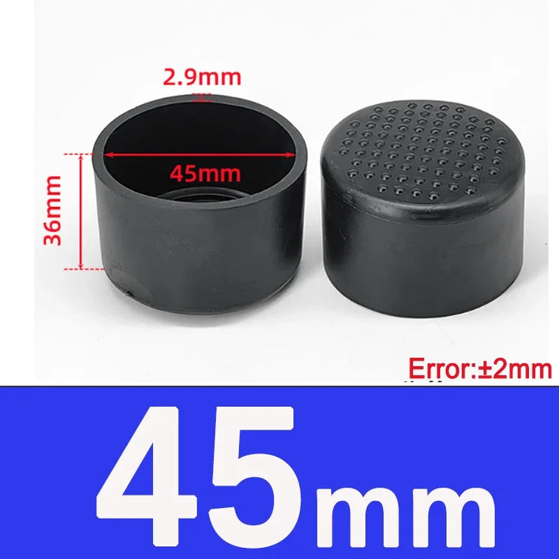 1-20Pcs Round Black PVC Soft Rubber Pipe Sleeve Tube Cap Table Chair Foot Pad Protective Cover 6 8 10 12 14 16 20 22 25 28-100mm