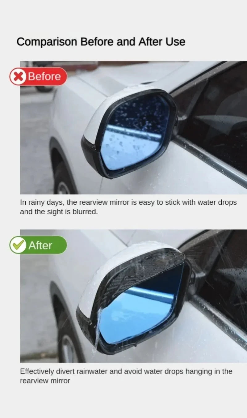 2PCS Universal Auto Rear View Mirror Rainy Shield Guard Car Rearview Mirror Rain Eyebrow Carbon Fiber Sun Visor Shade Cover