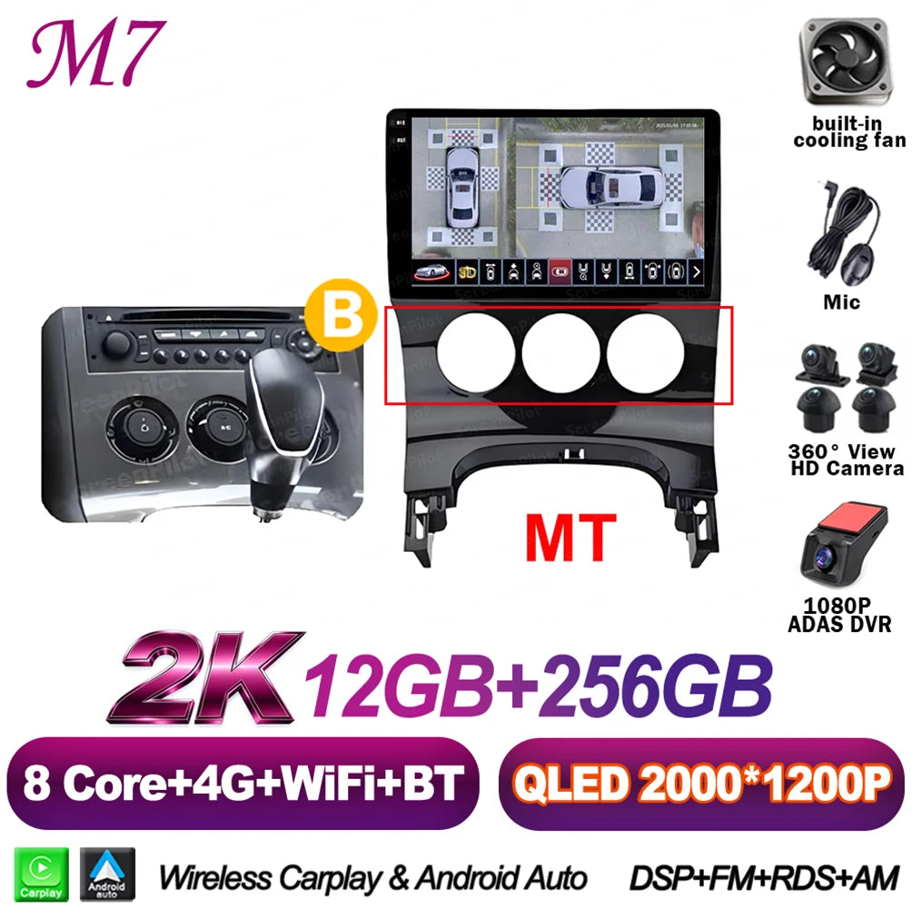 For Peugeot 3008 5008 AT MT 2009 2012-2016 Android 16 Car Radio Multimedia Video Player 2 Din Carplay Bluetooth 8 Core Wifi 4G