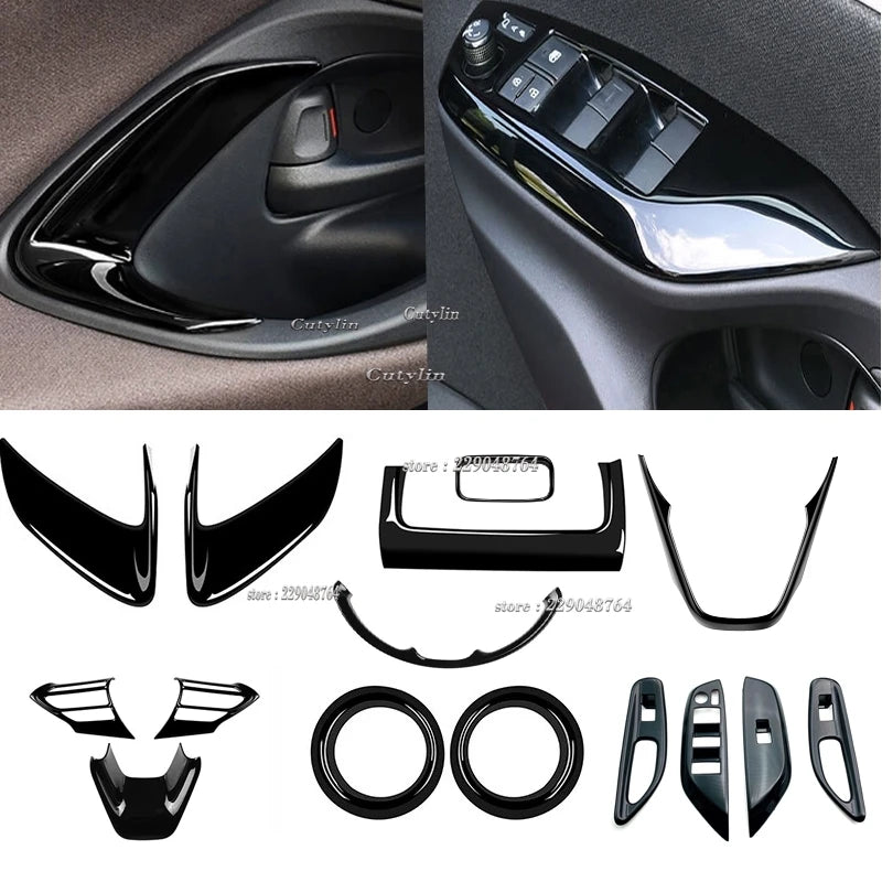 For Toyota Yaris Cross 2020 2021 2022 2023 ABS Black Car Accessories Window Switch Decoration Steering Wheel Frame Cover Trim
