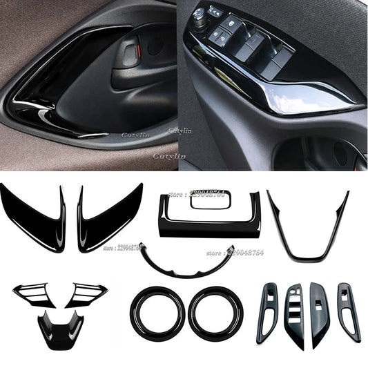 For Toyota Yaris Cross 2020 2021 2022 2023 ABS Black Car Accessories Window Switch Decoration Steering Wheel Frame Cover Trim