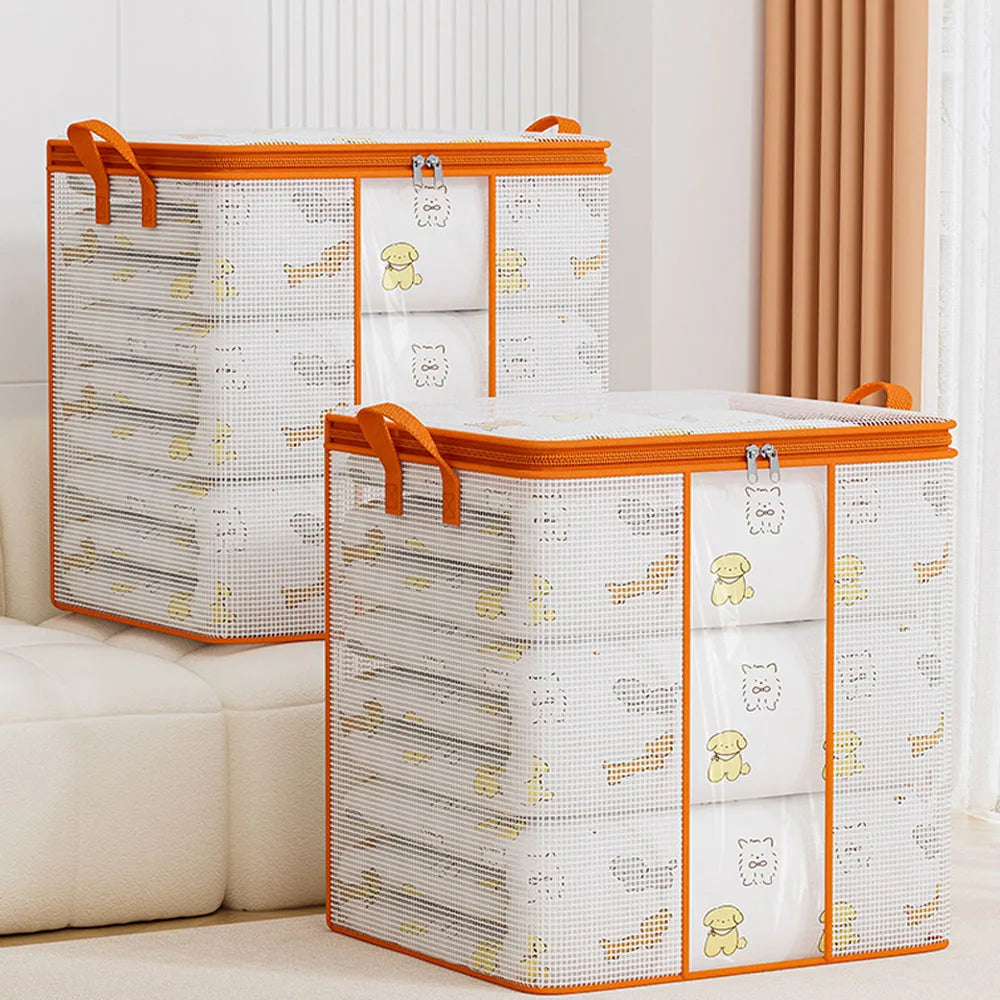 Plastic Transparent Clothes Blanket Quilt Organizer Storage Bag With Zipper Foldable Luggage Moving Packing Pouch