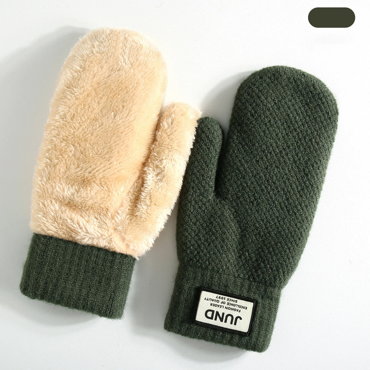 Unisex Double Layer Knit Mittens - Thick Fleece Lined Winter Mittens - photo 11