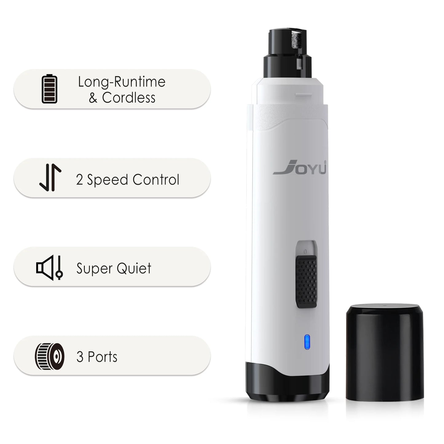 2-Speed Rechargeable Dog Nail Grinder — Quiet Electric Pet Nail Trimmer