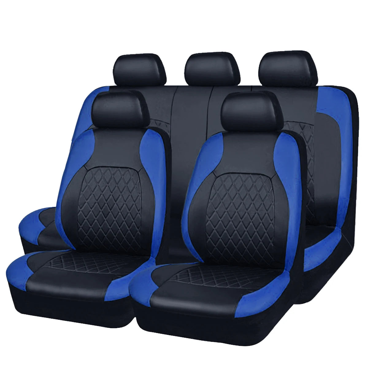All-Season Quilted PU Leather Car Seat Cover, Waterproof Set