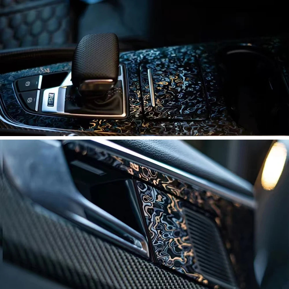Black Forged Carbon Fiber Vinyl Wrap Cosmic Hex Diamond Ghost Auto Wrapping Film for Car & Motorcycle Interior Exterior Stickers