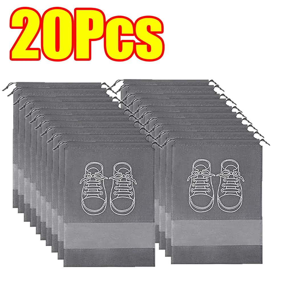 1-50Pcs Shoes Storage Organizer Bags Non Woven Travel Portable Bag Clear Protective Travel Bags for Footwear Waterproof Shoe Bag