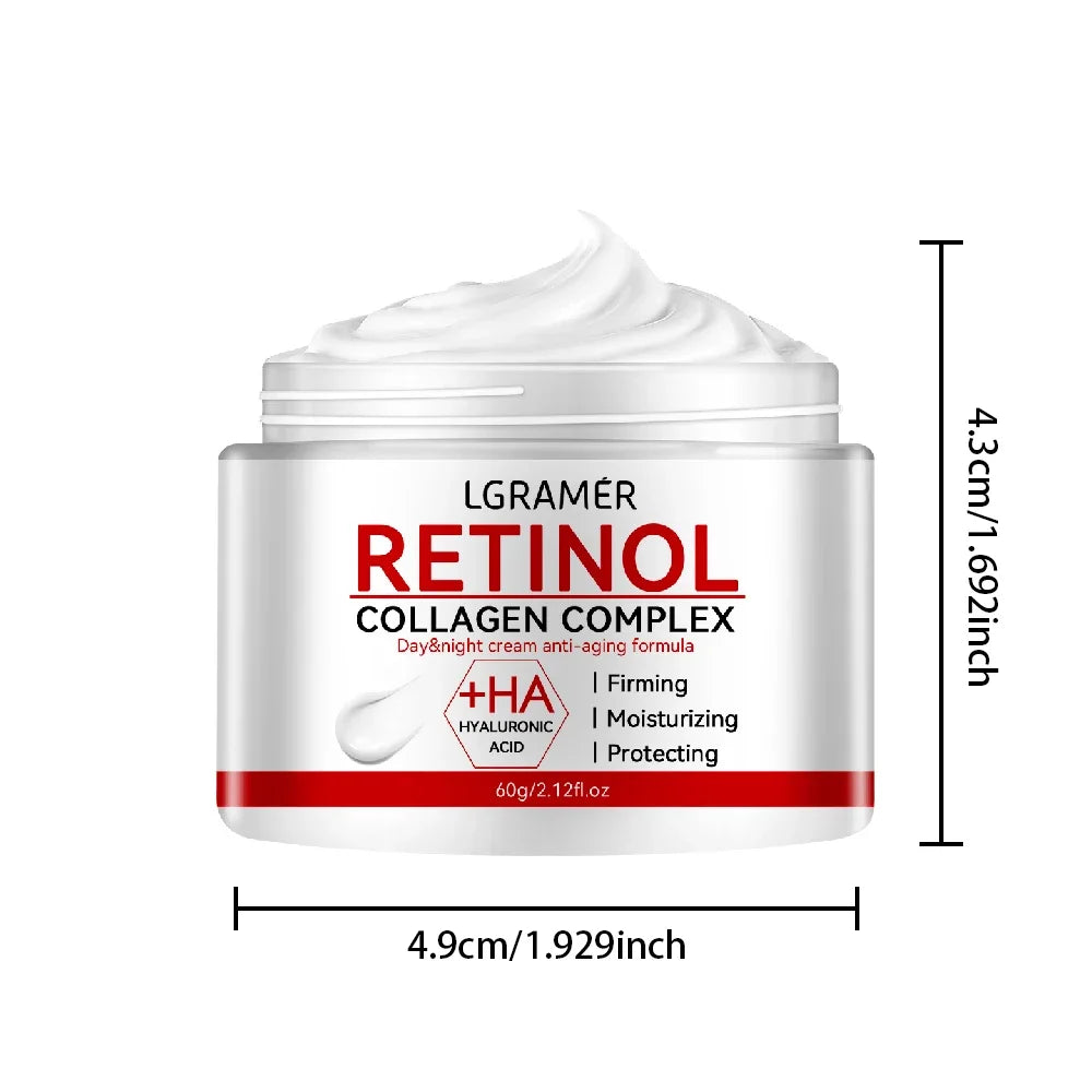 LGRAMER Retinol & Collagen Lifting Firming Face Cream – Vitamin C, Hyaluronic Acid & Licorice Root | Whitening, Moisturizing & Wrinkle Smoothing | 30g & 60g