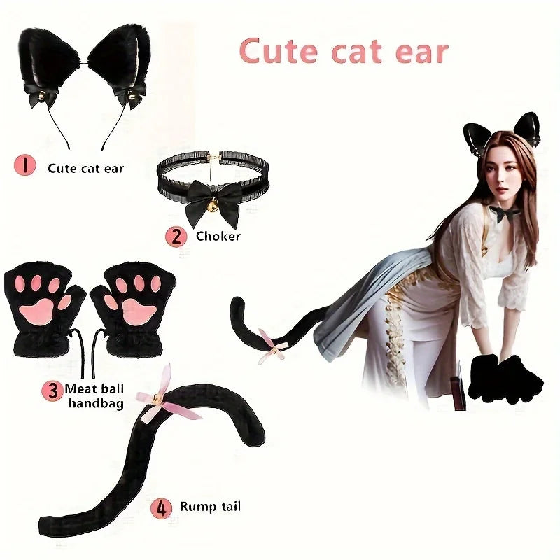Cat Paw Gloves and Cat Ear Headband Set