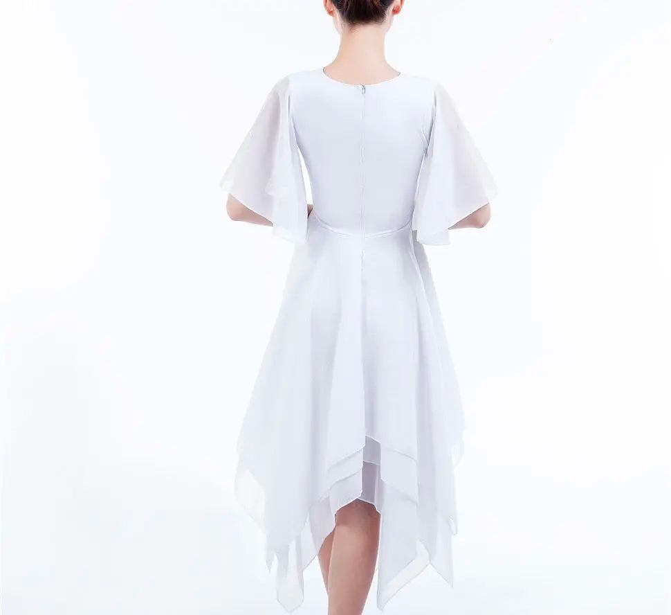 Women's half-sleeve mesh tutu dance dress